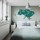 Інтер'єрна вінілова наклейка на стіну Мапа України Вишиванка (національні символи України, тризубець), фото 7