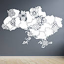 Інтер'єрна вінілова наклейка на стіну Мапа України Вишиванка (національні символи України, тризубець), фото 8