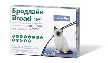 Краплі Boehringer Ingelheim Broadline Спот-он проти паразитів для котів, S, до 2.5 кг, упакування х 3 аплікатори