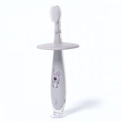 Безпечна зубна щітка з обмежувачем на присосці 12М+ Сіра BabyOno