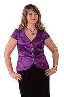 Жакет +с коротким рукавом фиолетовый атласный нарядный.