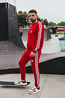 Мужской спортивный костюм двойка-свитшот и брюки красный с лампасами XS, S, M, L, XL, XXL