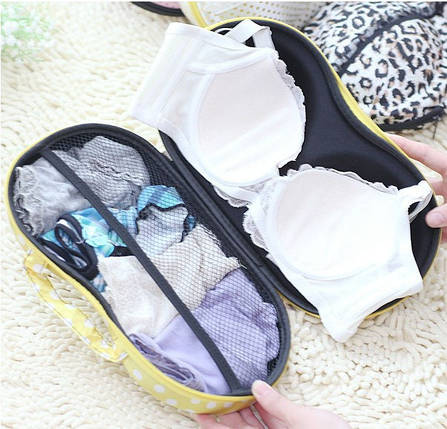 Органайзер - сумочка для бюстгалтеров (з сіточкою), Темно-рожевий з квітами, фото 2