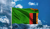 Флаг Замбии Габардин, 1,35х0,9 м, Люверсы (2 шт.)