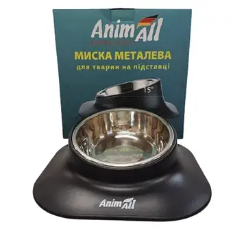 Миска AnimAll 0466 металева 420 мл на підставці