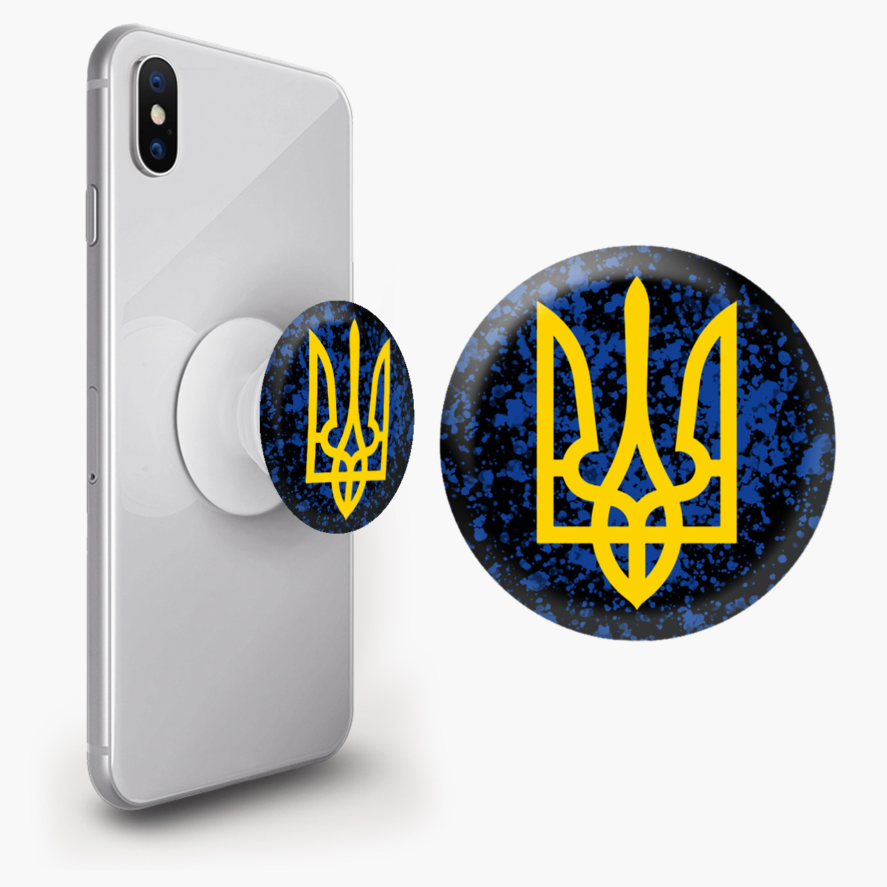 Тримач для смартфона попсокет (Popsockets)  Герб України Білий