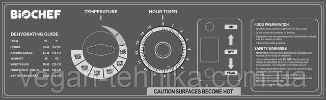 BioChef Premium 16T SS Food Dehydrator Control Panel