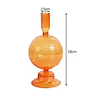 Підсвічник святковий REMY-DEСOR скляний Балу оранжевого кольору для тонкої свічки висота 18 см декор для дому, фото 2
