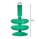 Підсвічник святковий REMY-DEСOR скляний Теллі зеленого кольору для тонкої свічки висота 15 см декор для дому, фото 2