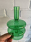 Підсвічник святковий REMY-DEСOR скляний Теллі зеленого кольору для тонкої свічки висота 15 см декор для дому, фото 3