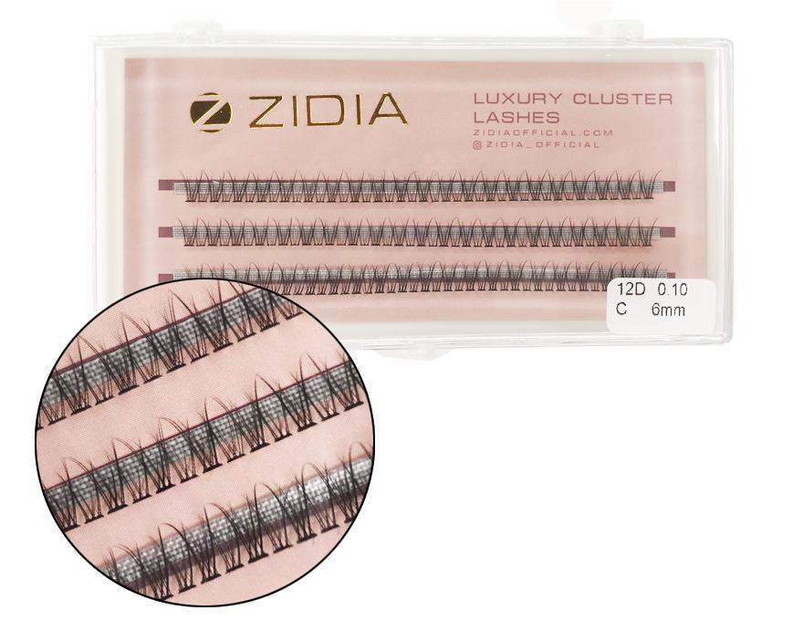 Zidia Cluster lashes fish tail 12D C 0.10 (3 стрічки, розмір 6 mm)