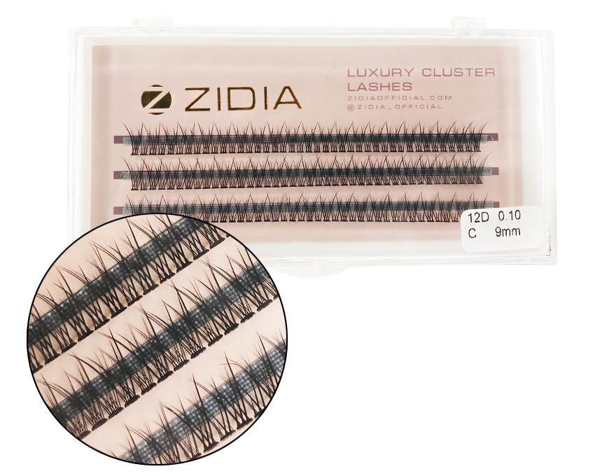 Zidia Cluster lashes fish tail 12D C 0.10 (3 стрічки, розмір 9 mm)
