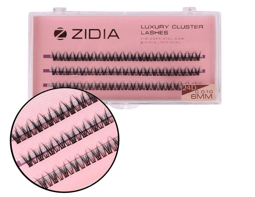 Zidia Cluster lashes fish tail 24D C 0.10 (3 стрічки, розмір 6 mm)