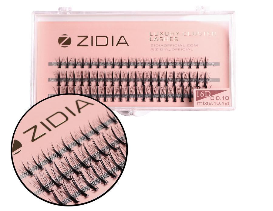 Zidia Cluster lashes 16D KIM C 0.10 Mix (3 стрічки, розмір 8, 10, 12 mm)