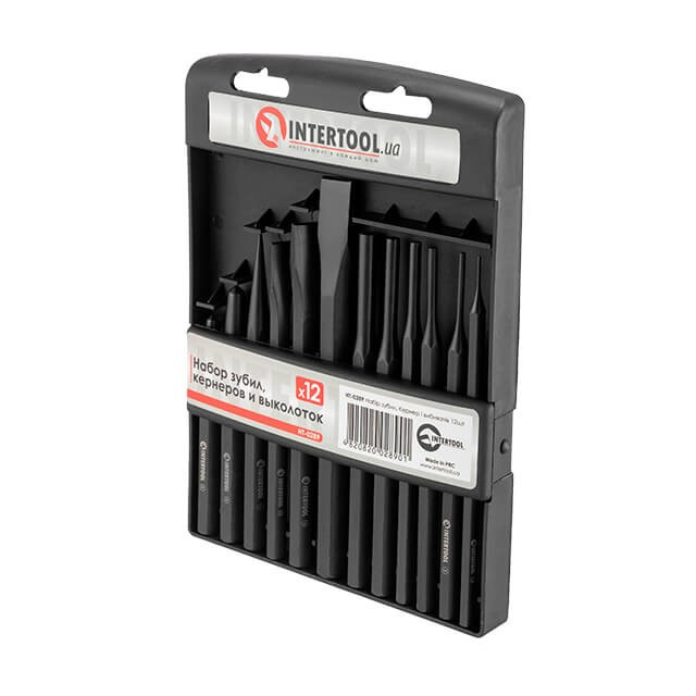 Набір зубил, кернерів і виколоток, 12 од. INTERTOOL HT-0289, фото 1