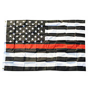 Прапор США із червоною лінією 150х90 см. Чорно-білий Американський прапор RESTEQ. Прапор Америки. American flag