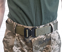Тактический ремень ЗСУ с металлической пряжкой кобра для повседневного ношения, оливковый, SP12