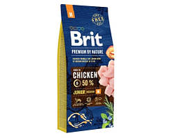 Brit Premium Junior М Брит пеміум джуніор М корм для цуценят середніх порід собак з куркою, 15 кг