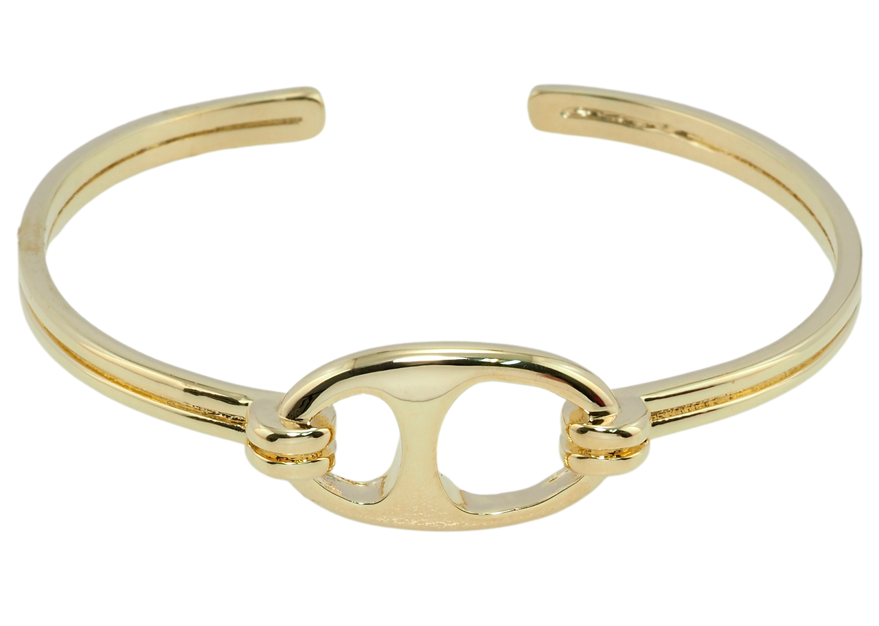 Браслет Xuping QQMM Позолота 14K "Жорстка шинка з овальною вставкою" ø 5.5см