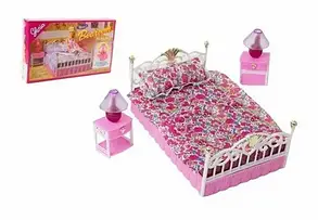 Іграшкові меблі для ляльок Барбі Gloria Велике ліжко з тумбочками 99001, фото 3