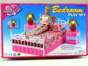 Іграшкові меблі для ляльок Барбі Gloria Велике ліжко з тумбочками 99001, фото 2