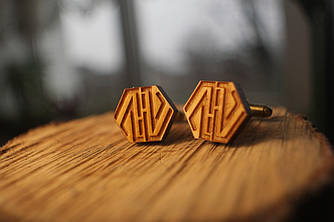 Дерев’яні запонки No 13 ручної роботи