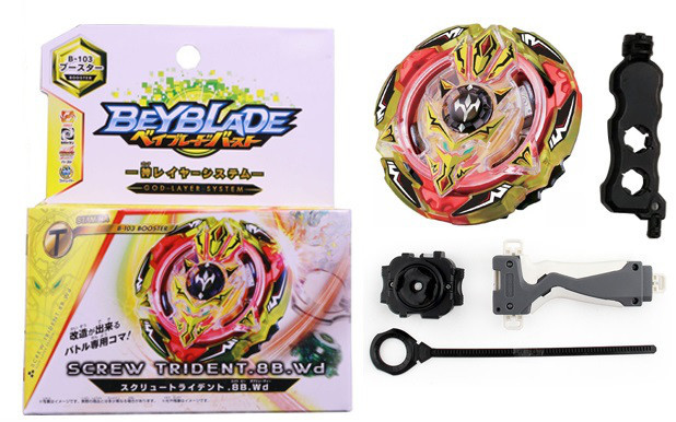 Волочок BEYBLADE Screw Treident 8B. Wd B-103 (Бейблед Ска Трайдент 4 сезон) з ручкою і пусковим пристроєм - фото 2 - id-p1653575944