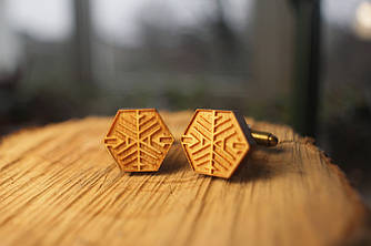 Дерев’яні запонки No 10 ручної роботи