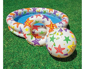 Дитячий надувний басейн INTEX 59460 2 кільця, кольоровий з набором 122-25 см Точна ціна, телефонуйте!, фото 2