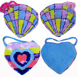 Сумочка іграшка м'яка "Паєтки- Мушля, Серце" 19*18см