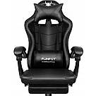 Геймерське розкладне крісло ігрове для приставки з підставкою для ніг стілець комп'ютерний FunFit Game чорний, фото 2