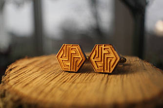 Дерев’яні запонки No 9 ручної роботи