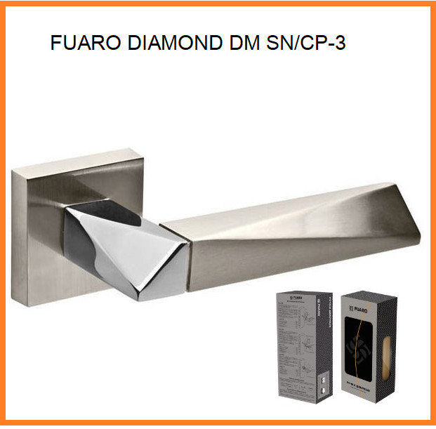 FUARO Ручка роздільна DIAMOND DM SN/CP-3 матовий нікель/хром, фото 1