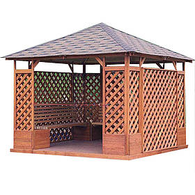 Дерев`яна квадратна альтанка 3 на 3 м, розбірна (на 10-12 осіб) "Фельберт"