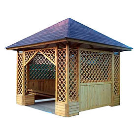 Дерев`яна квадратна альтанка 3 на 3 м, розбірна (на 10-12 осіб) "Констанц"