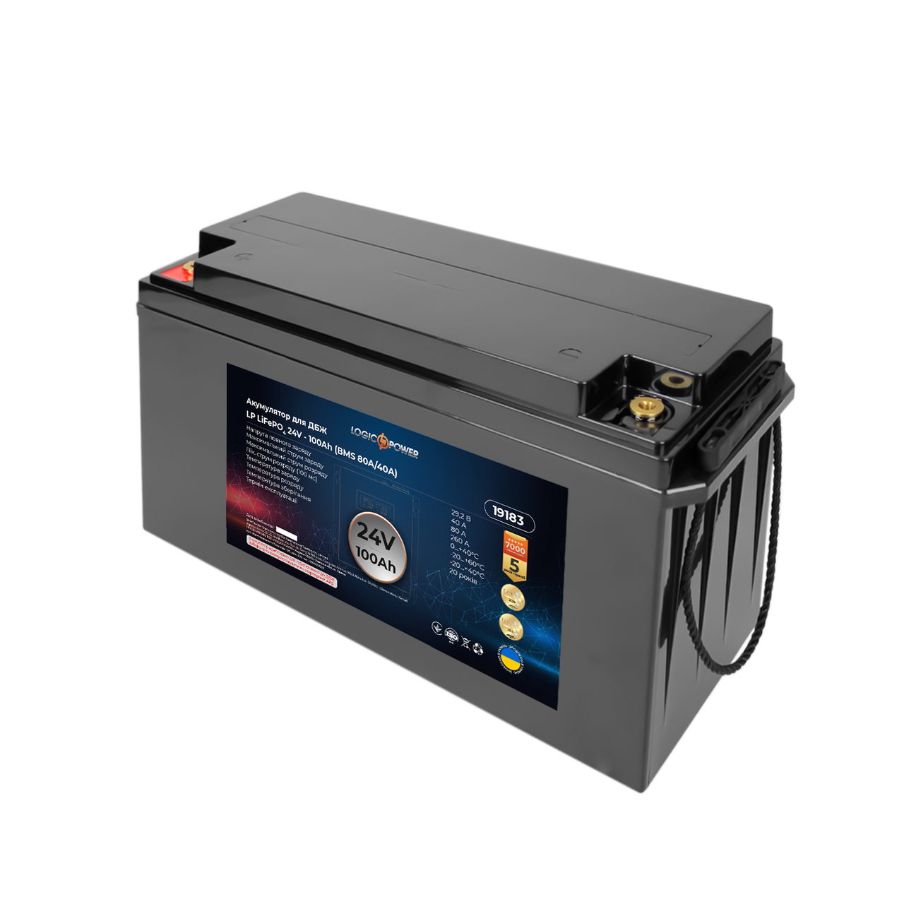 Акумулятор LP LP LiFePO4 для ІБП 24V - 100 Ah (BMS 80A/40А), фото 1