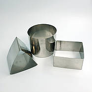 Набір неіржавких форм (кругла, квадратна, трикутна) — 3 шт., фото 2