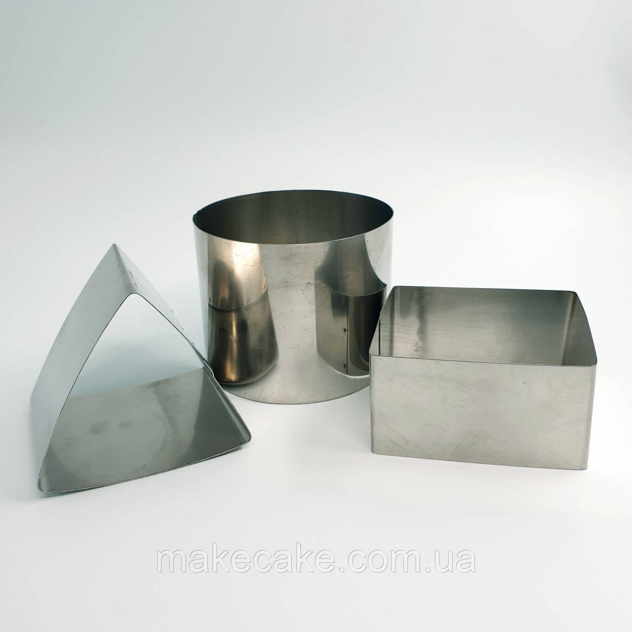 Набір неіржавких форм (кругла, квадратна, трикутна) — 3 шт., фото 1