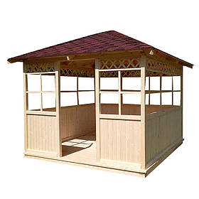 Дерев`яна квадратна альтанка 3 на 3 м, розбірна (на 10-12 осіб) "Ратинген"