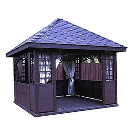 Дерев`яна квадратна альтанка 3 на 3 м, розбірна (на 10-12 осіб) "Цвикау"