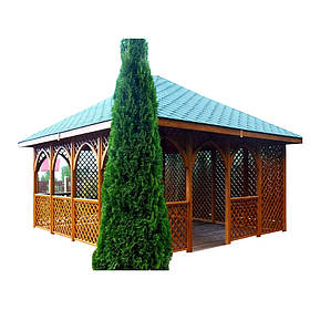 Дерев`яна квадратна альтанка 3 на 3 м, розбірна (на 16-18 осіб) "Ханау"