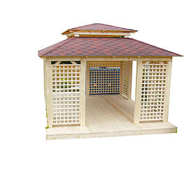 Дерев`яна квадратна альтанка 3,5 на 3,5 м, розбірна (на 12-14 осіб) "Ханау"