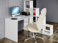 Стол компьютерный со стеллажом Id8240 Белый