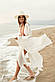 Довга пляжна туніка халат із льону білого кольору на запах 77KP1025, фото 6