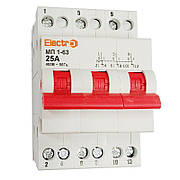 Перемикач навантаження трипозиційний МП 1-63 3P 25A I-0-II 230B/400B Electro
