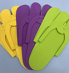 Тапочки в'єтнамки для педикюру одноразові 12пар/уп жовті/фіолетові/зелені