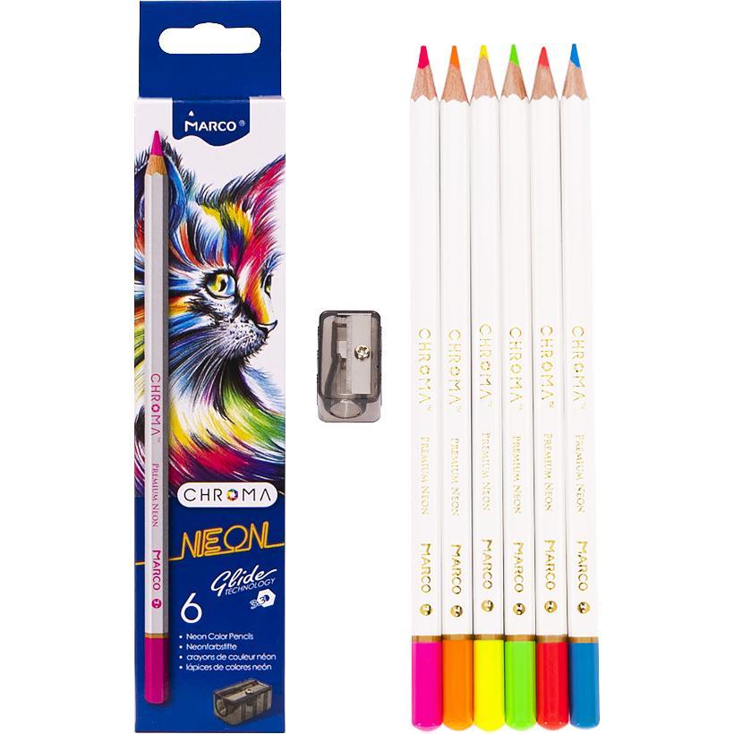 Олівці 1032/6 цветов неон+точилка MARCO
