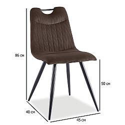 М'які стільці з ручкою з вельветової тканини Orfe Sztruks коричневі на чорних ніжках для офісу