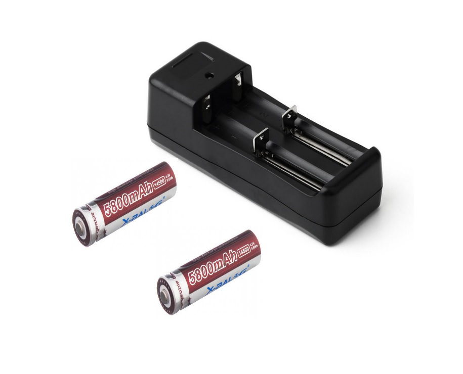 Комплект зарядний пристрій + 2 шт Акумулятор X-BALOG 14500 5800mAh