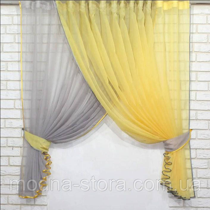 Красивые Короткие Шторы для Кухни. Готовый Комплект Из Шифона. Цвет ...
